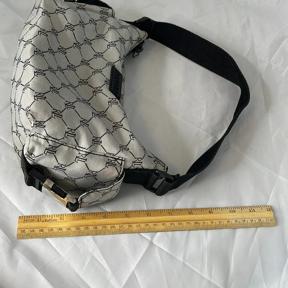 VINTAGE Y2K Lauren Ralph Lauren Black Grey Signature Monogram Shoulder Bag - Picture 13 of 16